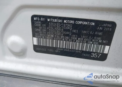 2018 Mitsubishi Outlander Sport 2.4 Se z USA, uszkodzony, nr VIN JA4AP3AW8JU019842